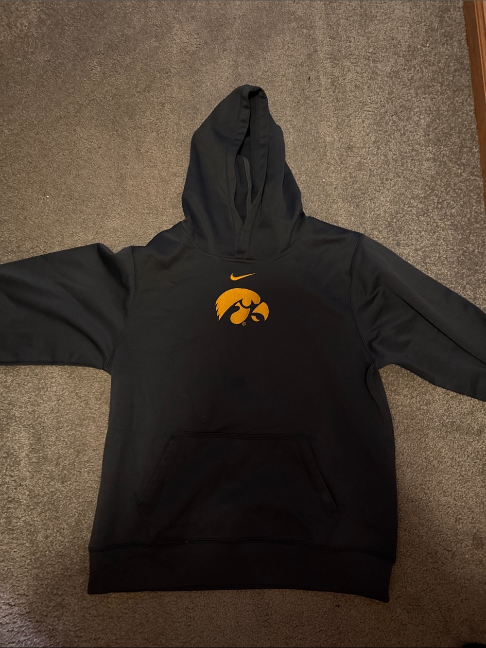 Nike Black Hoodie with Gold Hawkeyes Logo
